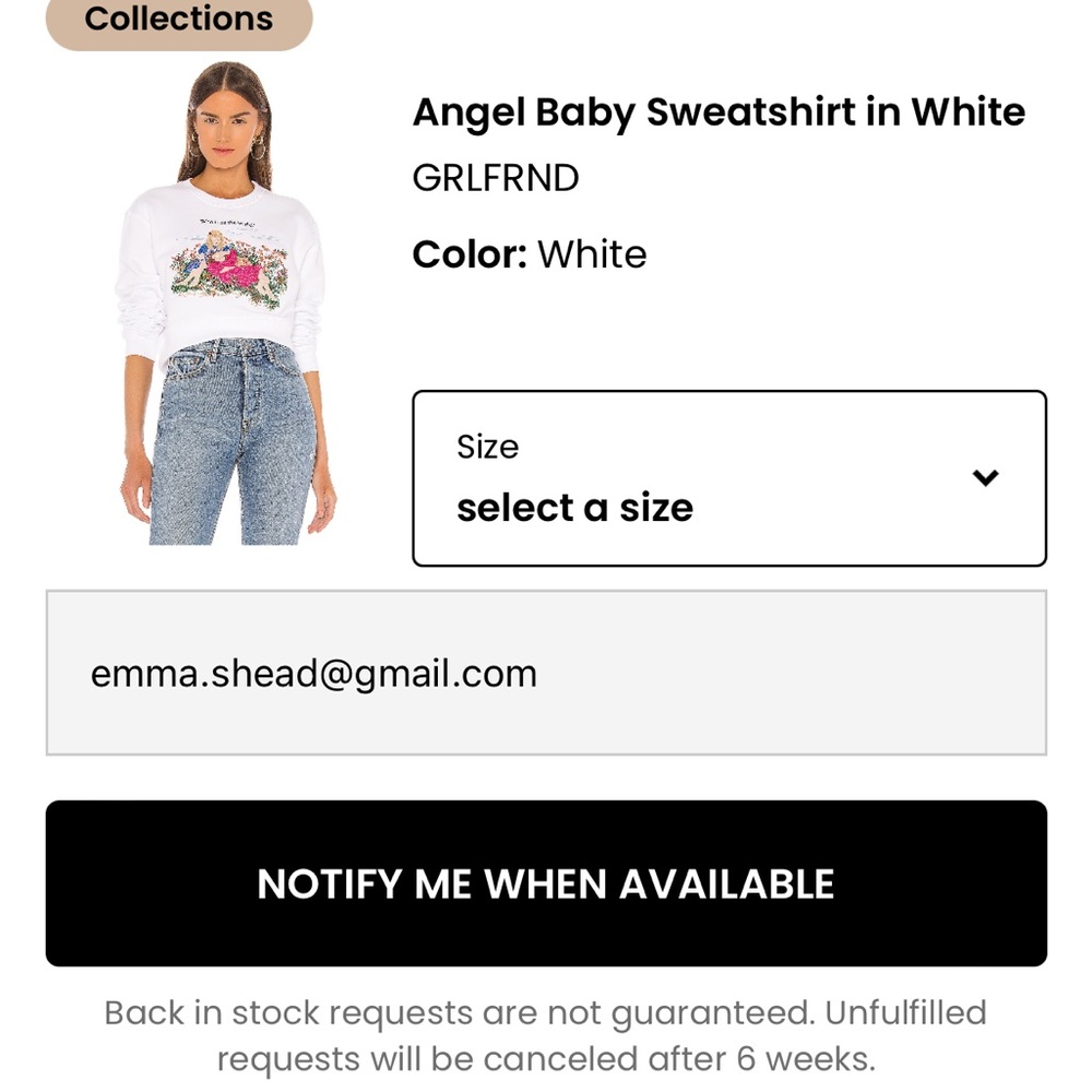GRLFRND Angel Baby Sweatshirt in White